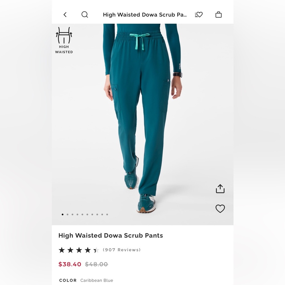 Figs Caribbean Blue High Waisted Scrub Pants